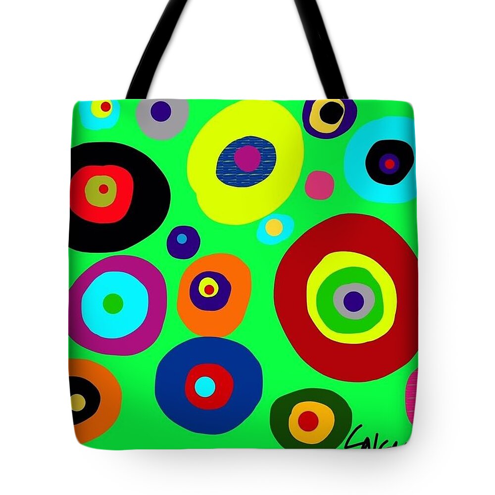 Colorful eyes in the green sky - Tote Bag