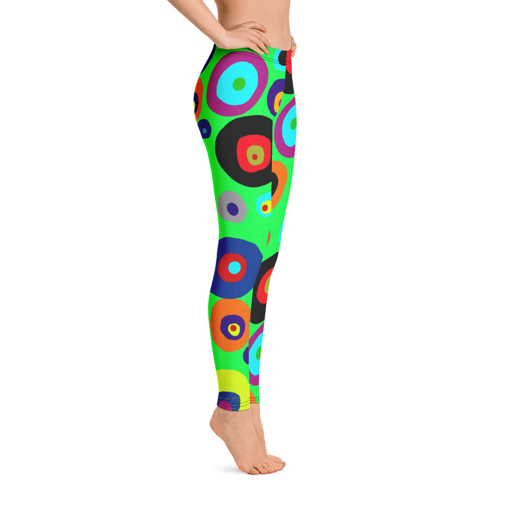 Colorful Eyes in the Green Sky Leggings