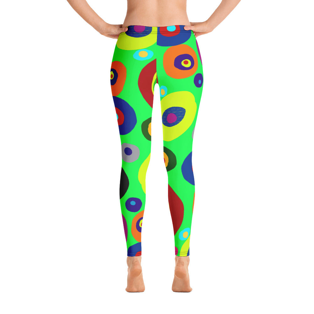 Colorful Eyes in the Green Sky Leggings