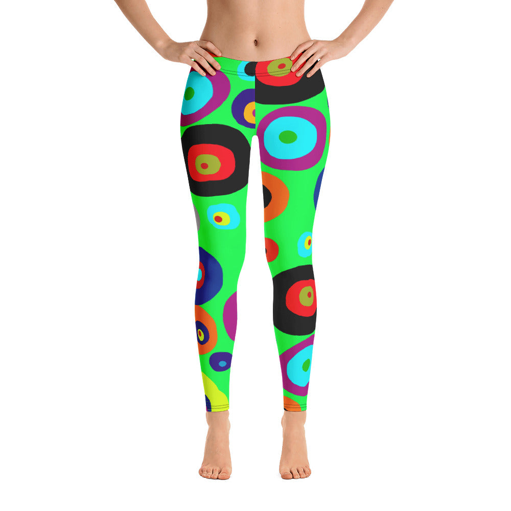 Colorful Eyes in the Green Sky Leggings