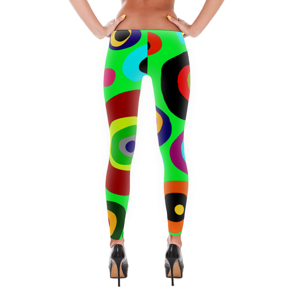 Colorful Eyes in the Green Sky Leggings