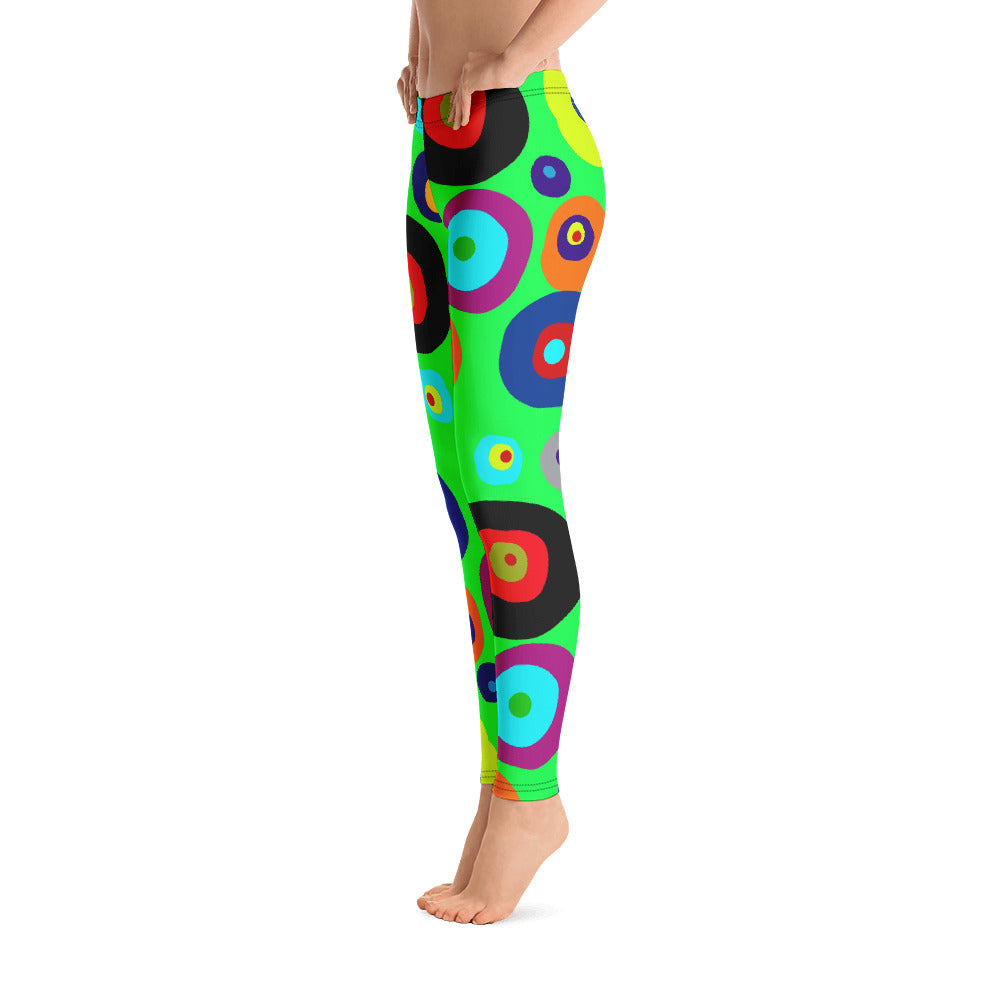 Colorful Eyes in the Green Sky Leggings