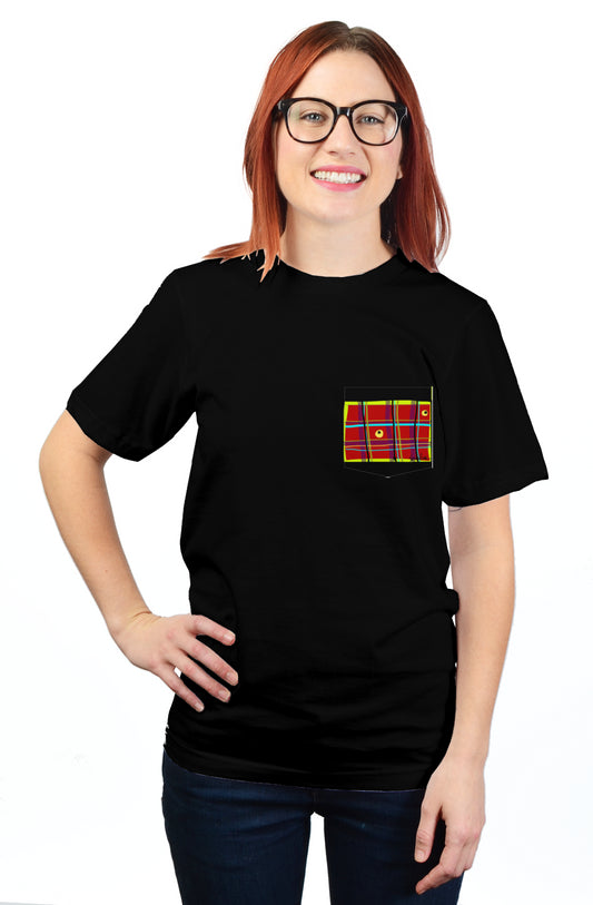 Black unisex t shirt with iPlaid Pocket