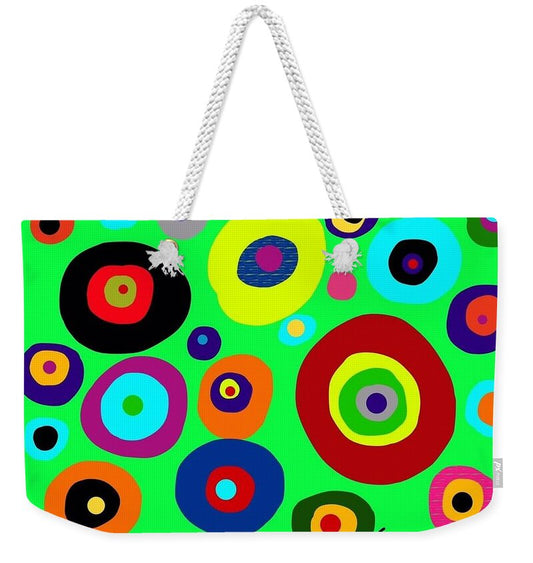 Colorful eyes in the green sky - Weekender Tote Bag