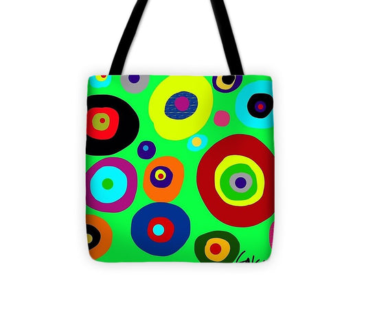 Colorful eyes in the green sky - Tote Bag