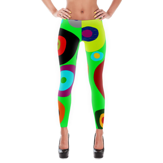 Colorful Eyes in the Green Sky Leggings