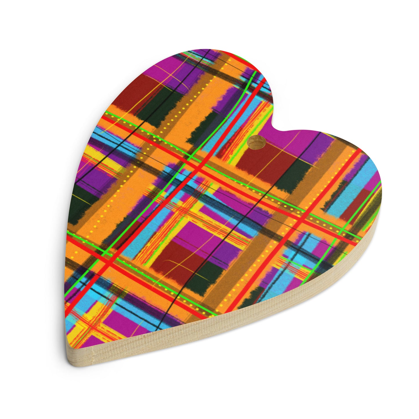 Rad Plaid Wooden Ornament