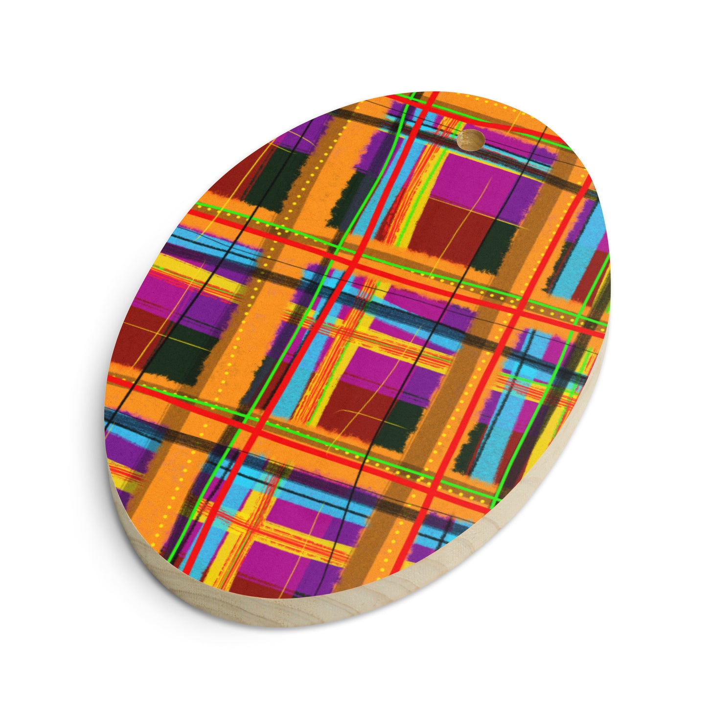 Rad Plaid Wooden Ornament