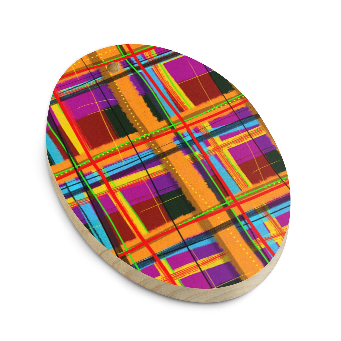 Rad Plaid Wooden Ornament