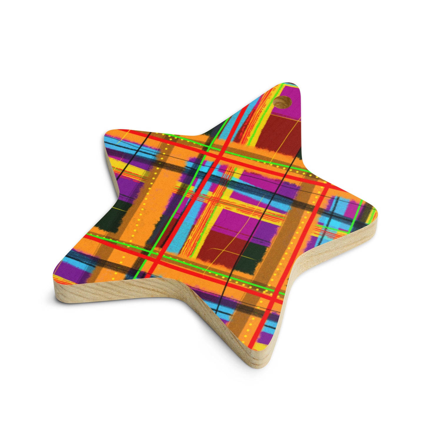 Rad Plaid Wooden Ornament