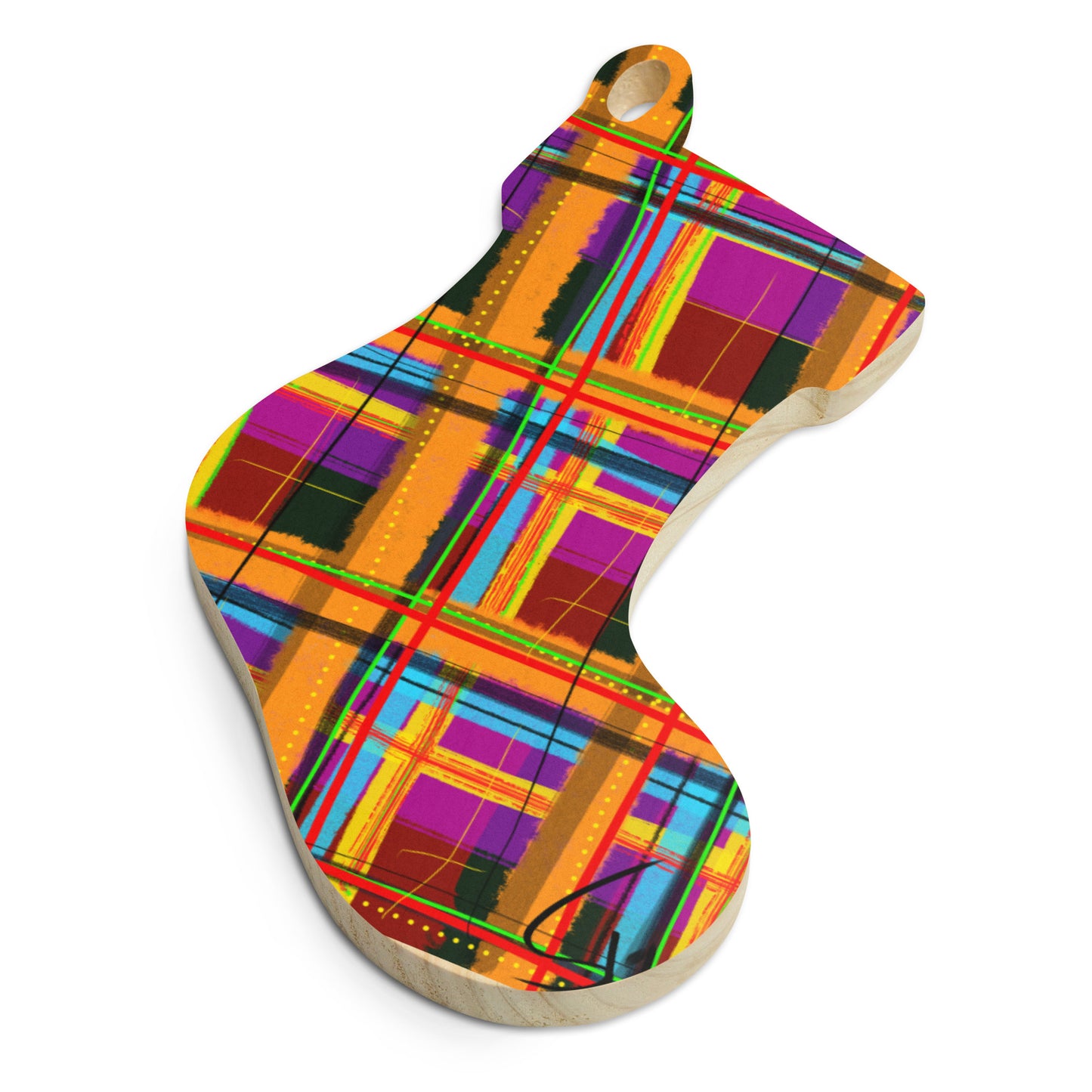 Rad Plaid Wooden Ornament